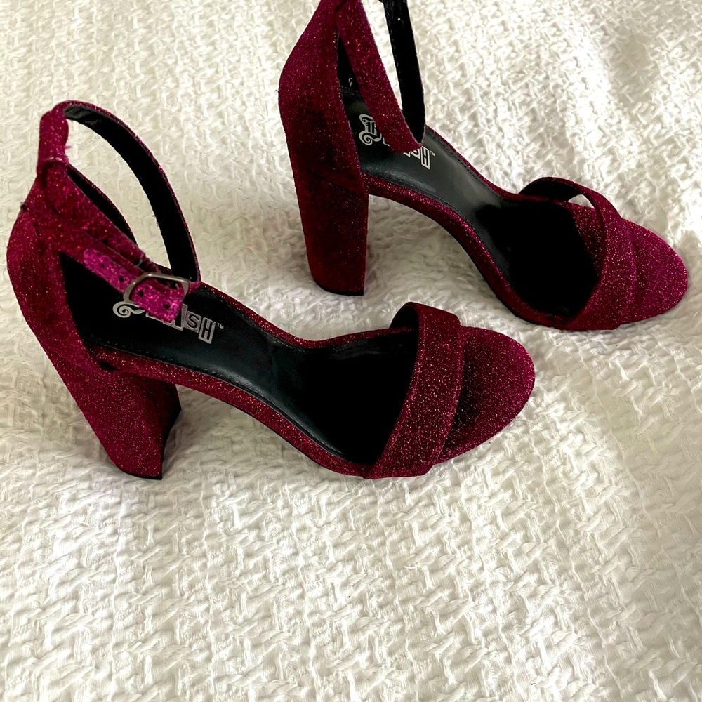 Brash Sparkly Magenta Chunk Heel Size 7 - Picture 3 of 10